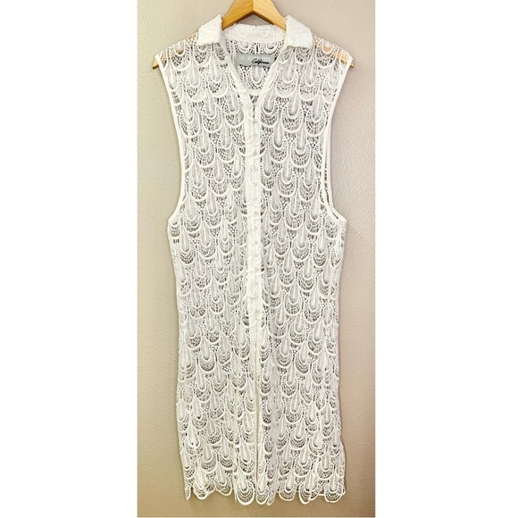 The Laundry Room California Crochet Lace Sleeveless Midi Swim Cover-Up Dress - Picture 2 of 7